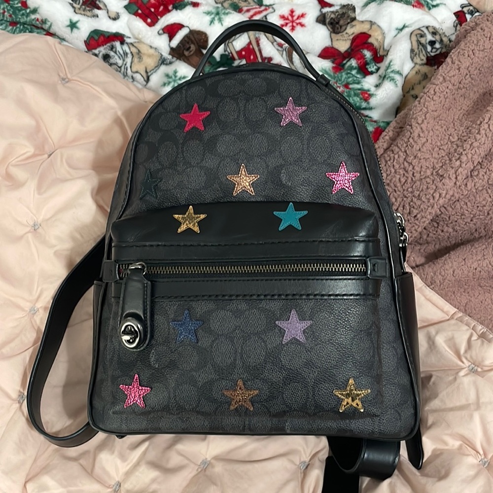 Coach Black Signature Star Patch Mini Backpack